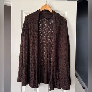 Axcess Liz Claiborne Women’s Open Knit Cardigan Sweater Brown Long Sleeve Size L